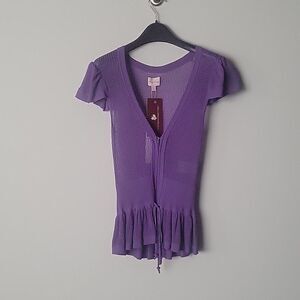 NWT Tracy Reese Anthropologie XS Purple Princess Coquette Peasant Balletcore Top